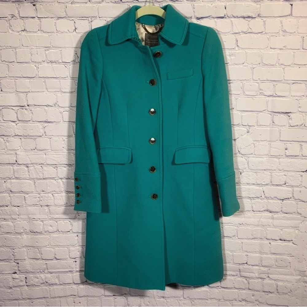 J. Crew Vibrant Teal Pea Coat Size 2